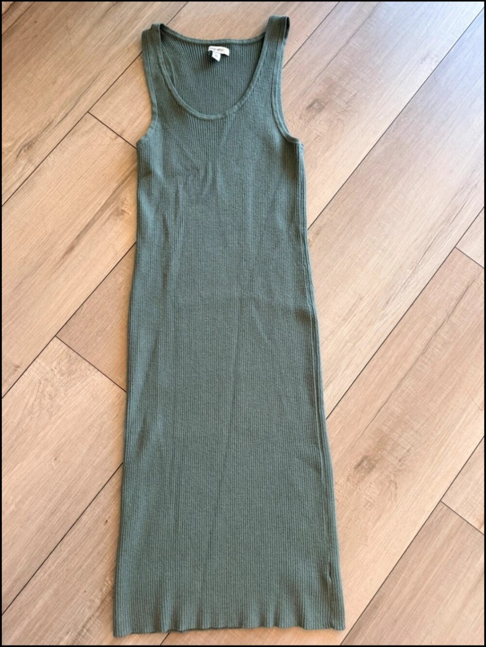 Nine West Ribbed Tank Maxi Dress in Sage Green